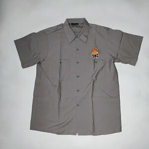 Serial Killer Button Up Shirt Beige Brown Size L VTG Y2K 1990's Streetwear Skate